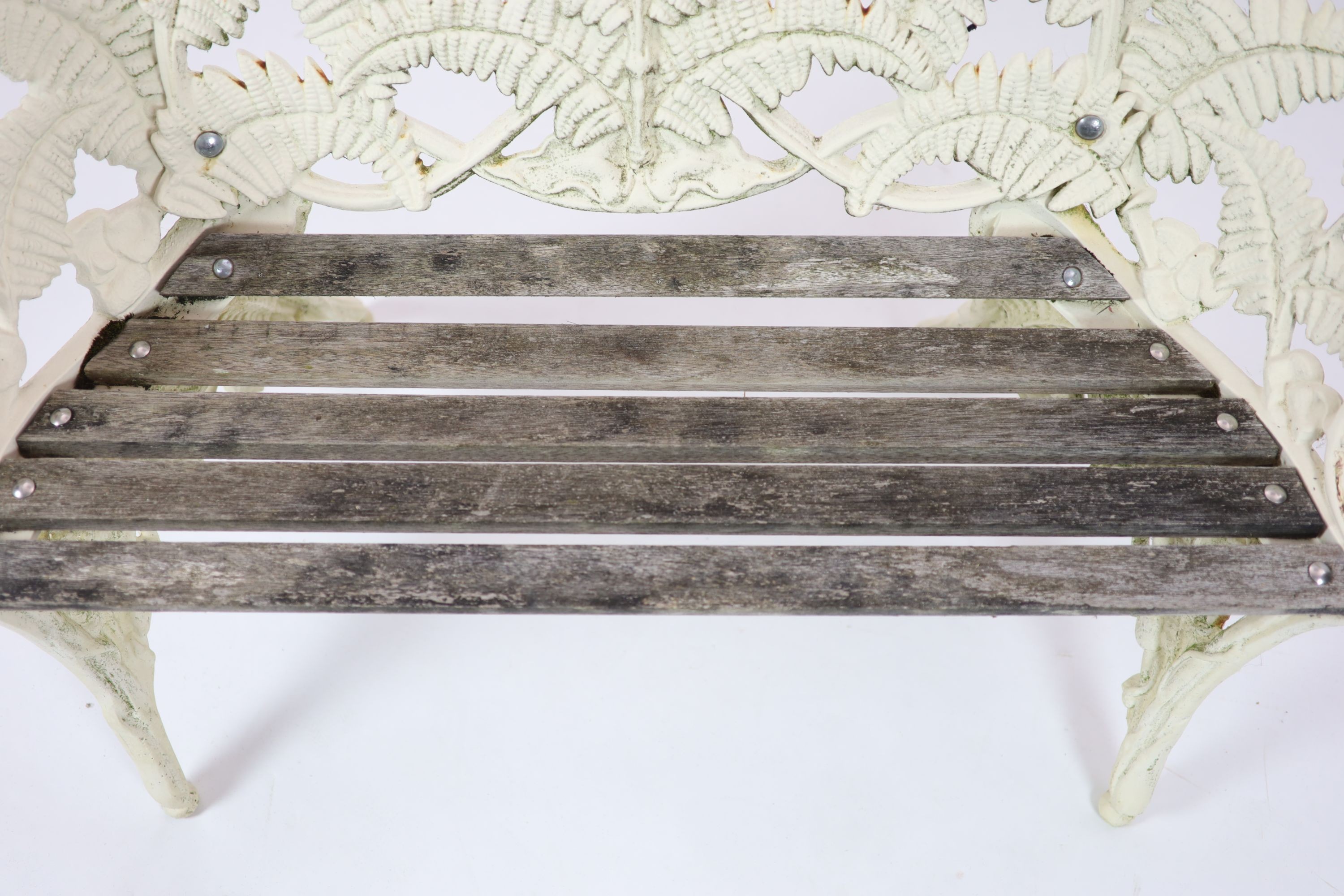 A Victorian cast iron Coalbrookdale 'Fern' pattern garden bench H 86cm. W 112cm. D 56cm.